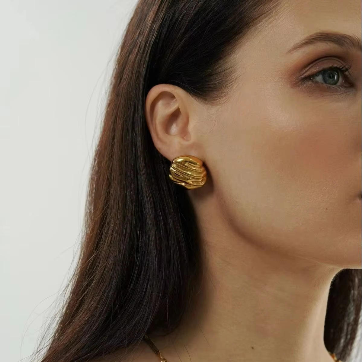 Geometric Hammered Stud Earrings