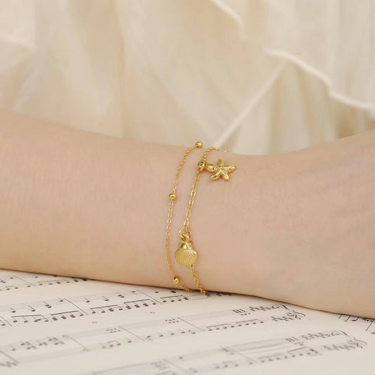 Starfish Shell Bracelet - 18k Gold Plated