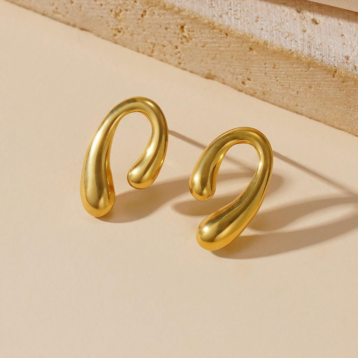 U Hoop Earrings - 18K Gold Plated
