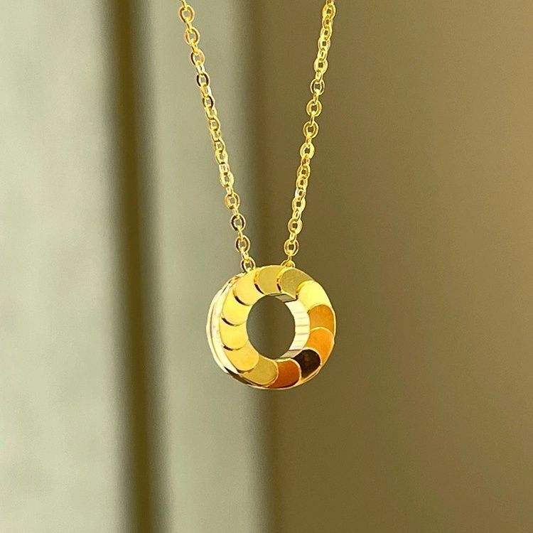 Minimal Ring Pendant Necklace - 18k Gold Plated