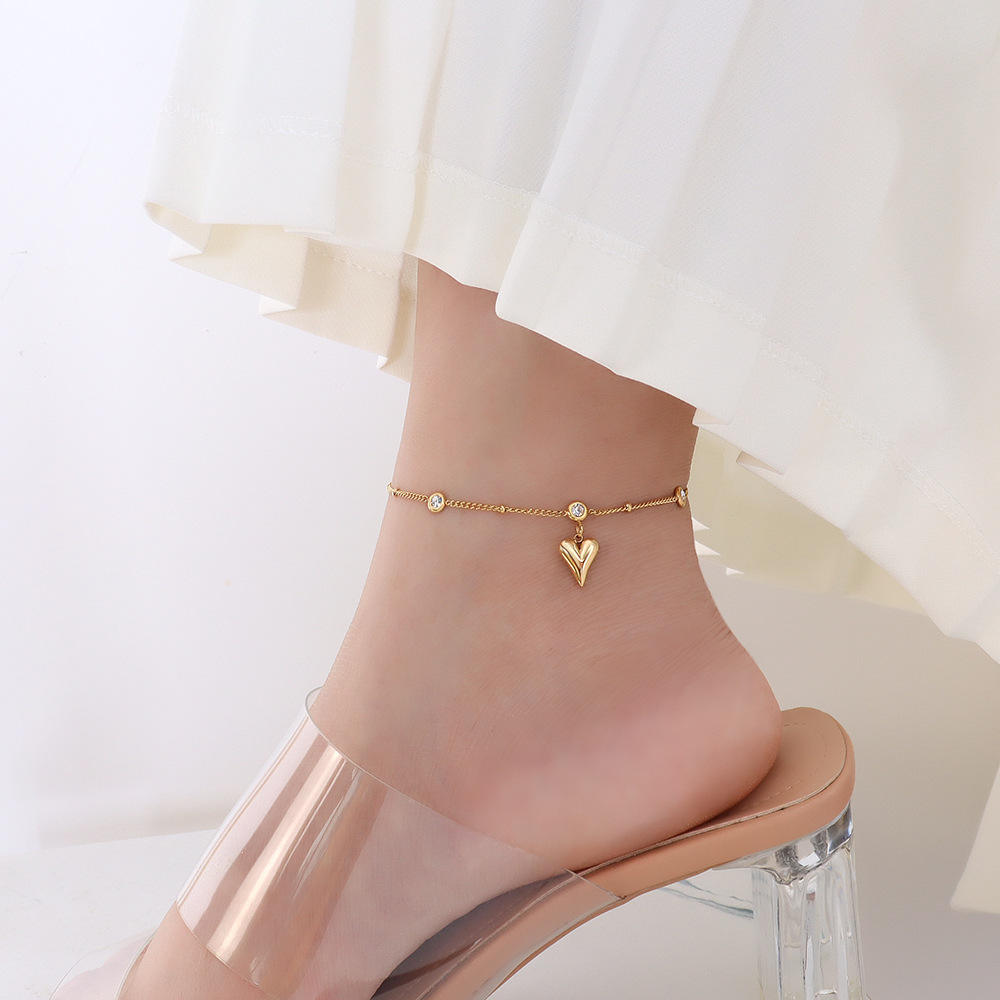 Heart Drop Diamond Anklet