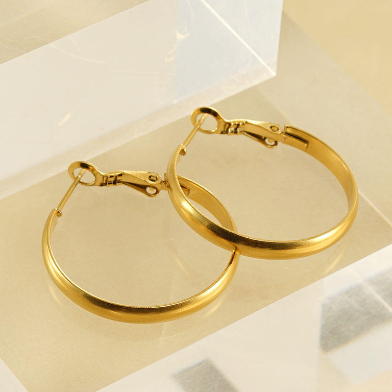 Classic Round Hoop Earrings 4cm - 18k Gold Plated