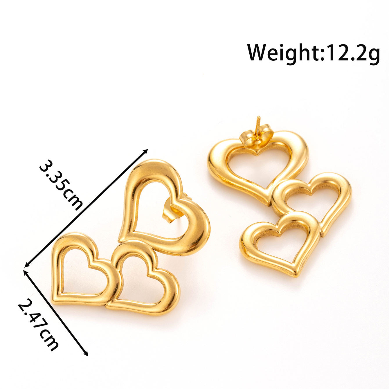 Triple Hearts Earrings - 18k Gold Plated