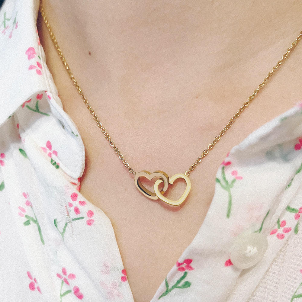 Double Heart Pendant Necklace
