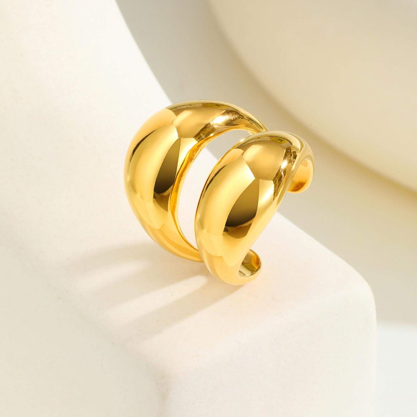 Chunky Double Band Ring – 18K Gold Plated