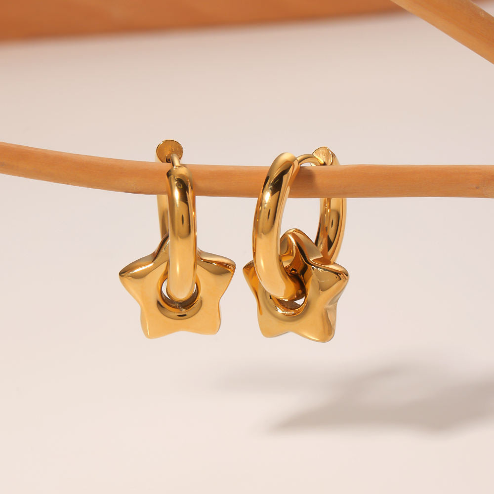 Star Charm Huggie Hoop Earrings