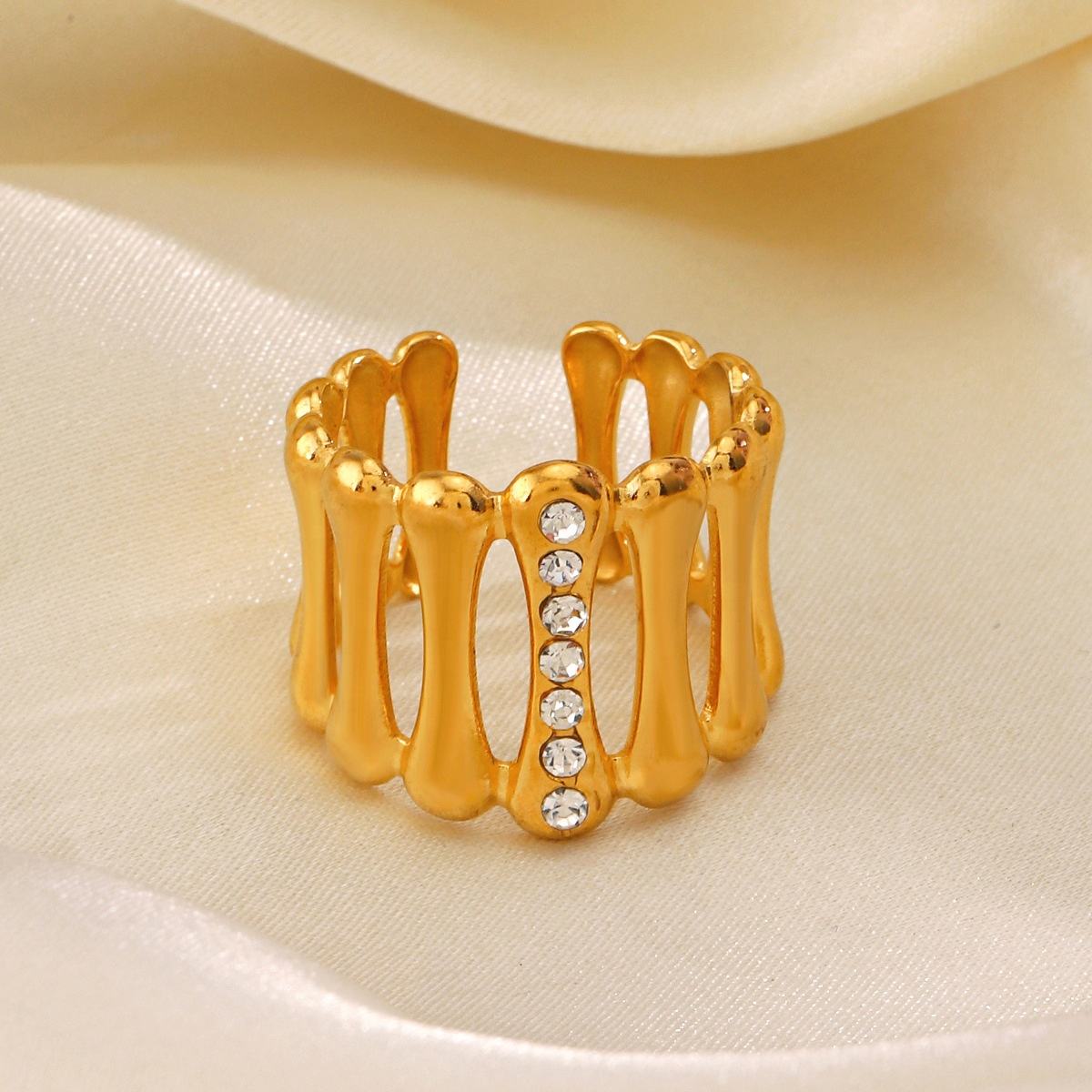 Embellished Open Band Ring – 18K Gold Plated