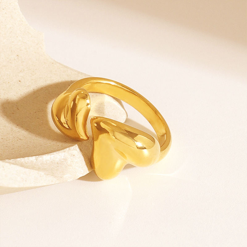 Double Hearts Ring - 18K Gold plated