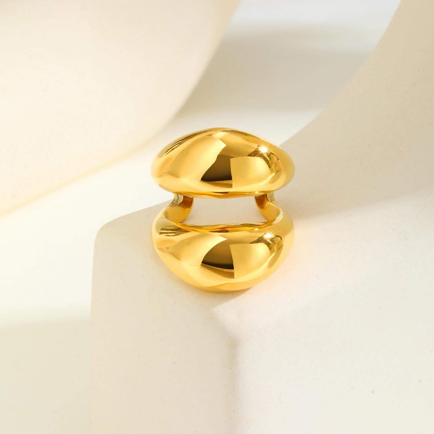 Chunky Double Band Ring – 18K Gold Plated