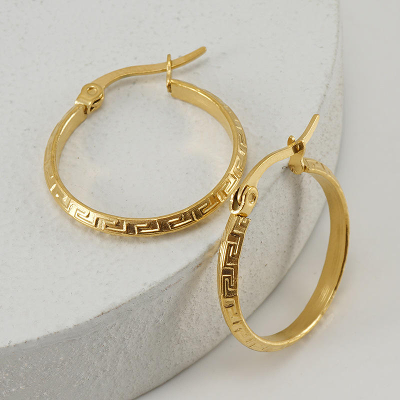 Etched Hoop Earrings 4cm