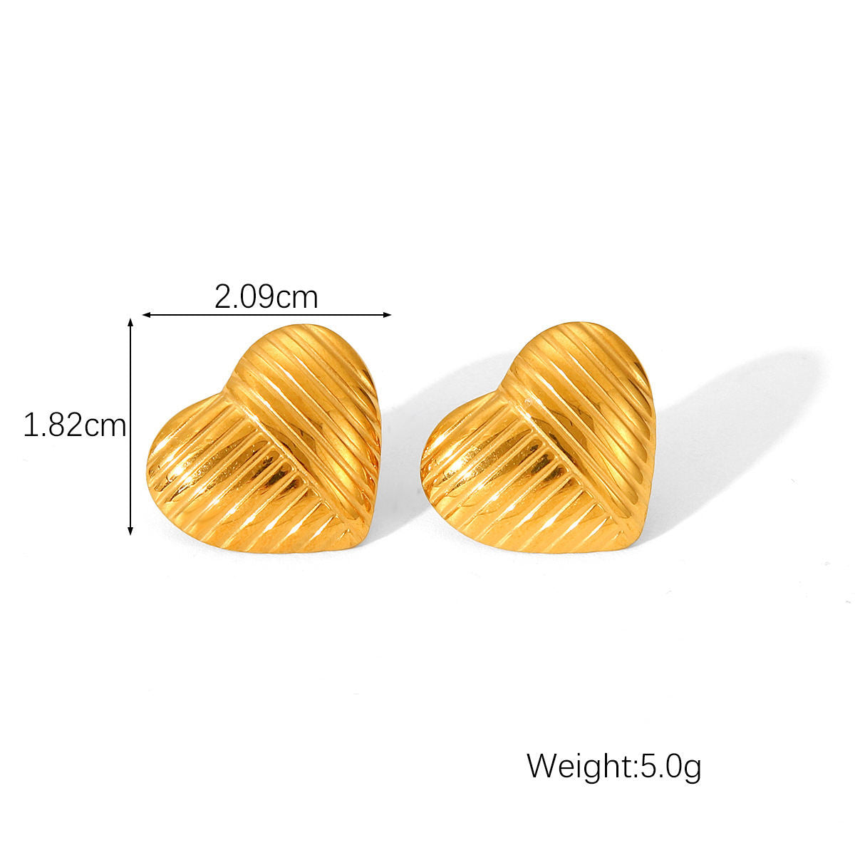 Ribbed Heart Stud Earrings