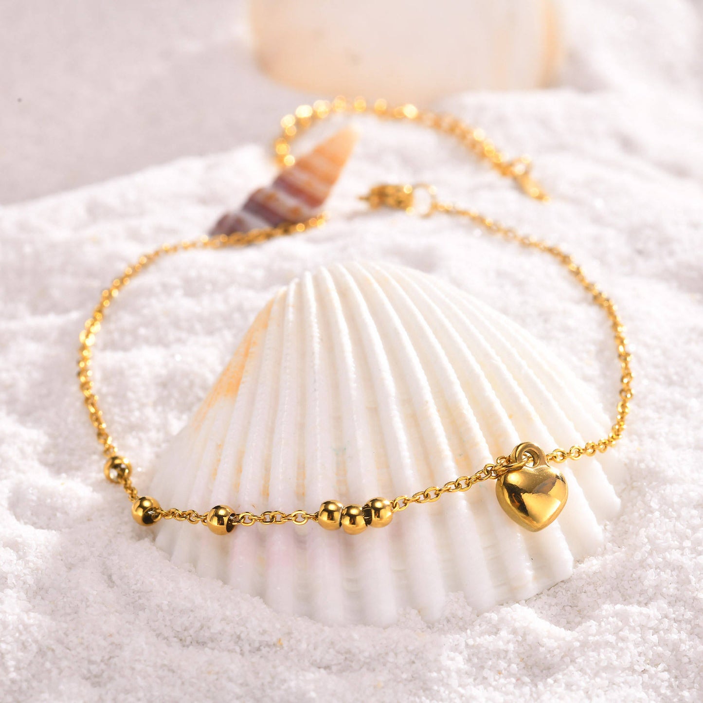 Mini Heart Drop Beads Anklet