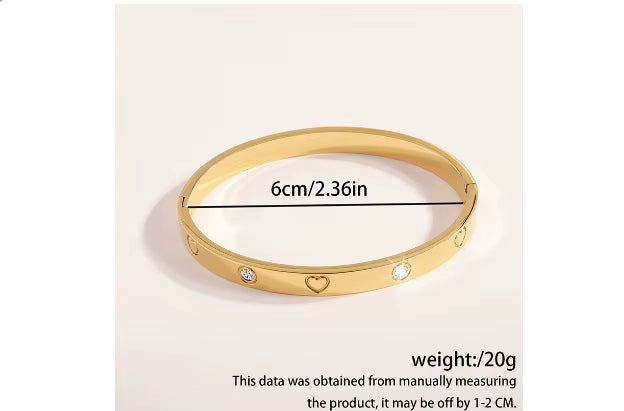 Heart CZ Bangle Bracelet
