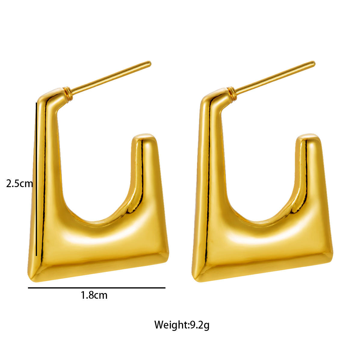 Hollow Rectangle Earring - 18k Gold Plated