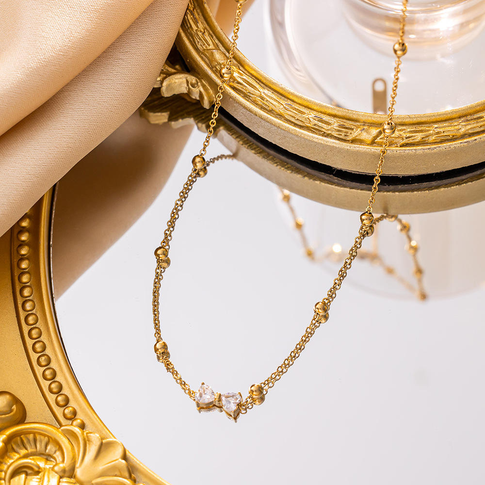 Bow CZ Pendant Necklace