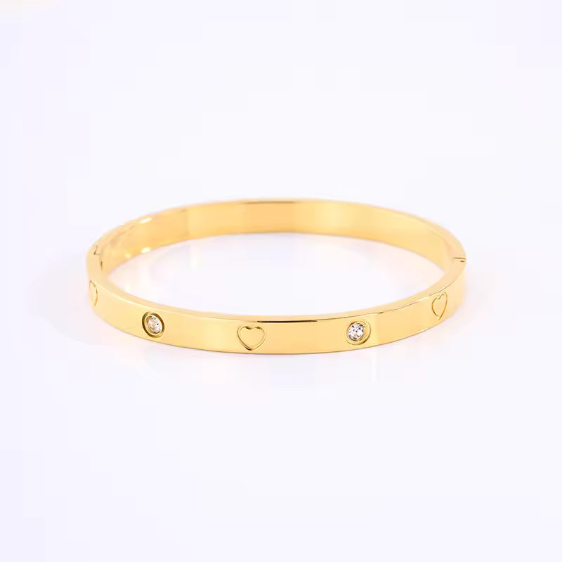 Heart CZ Bangle Bracelet