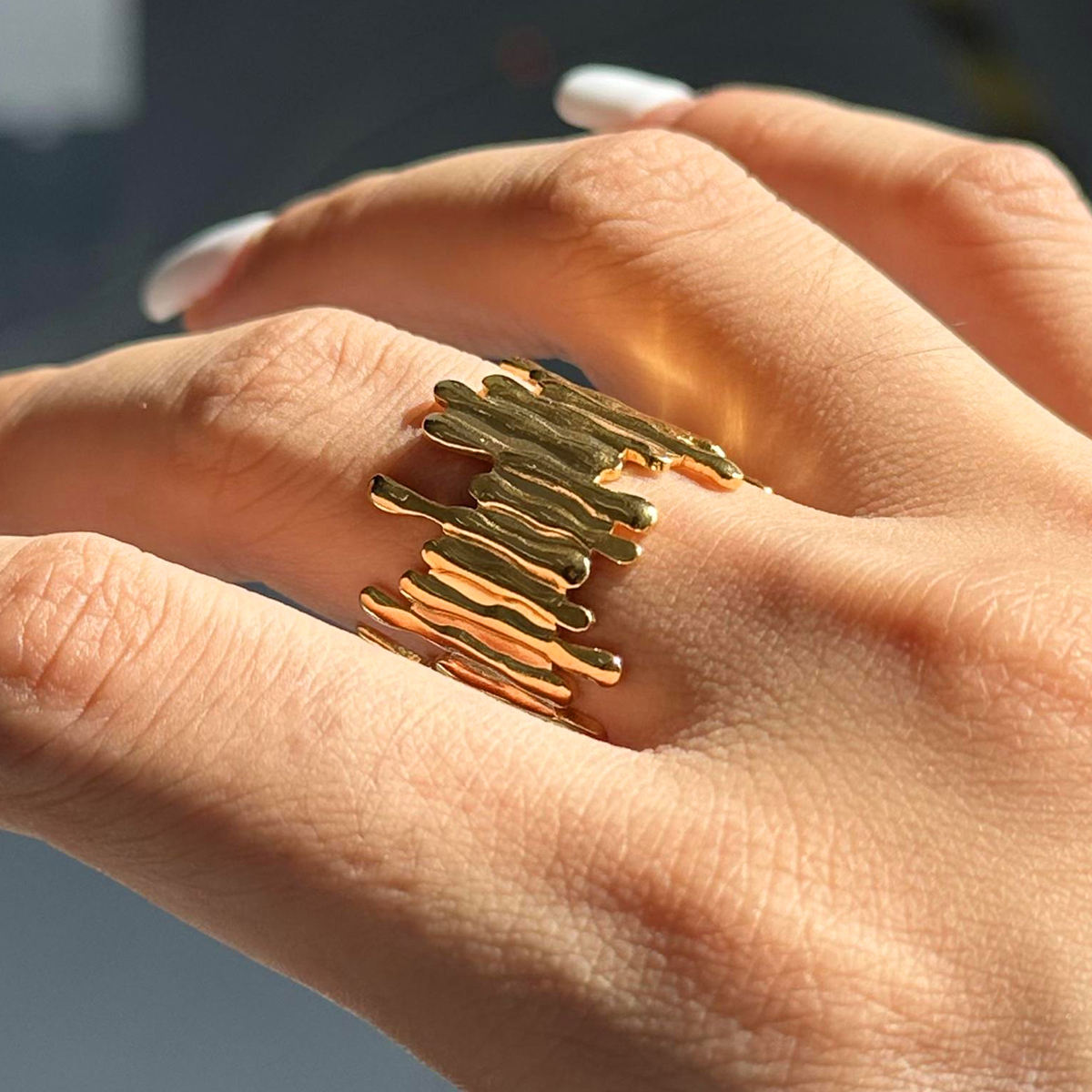 Abstract Organic Ring – 18K Gold Plated