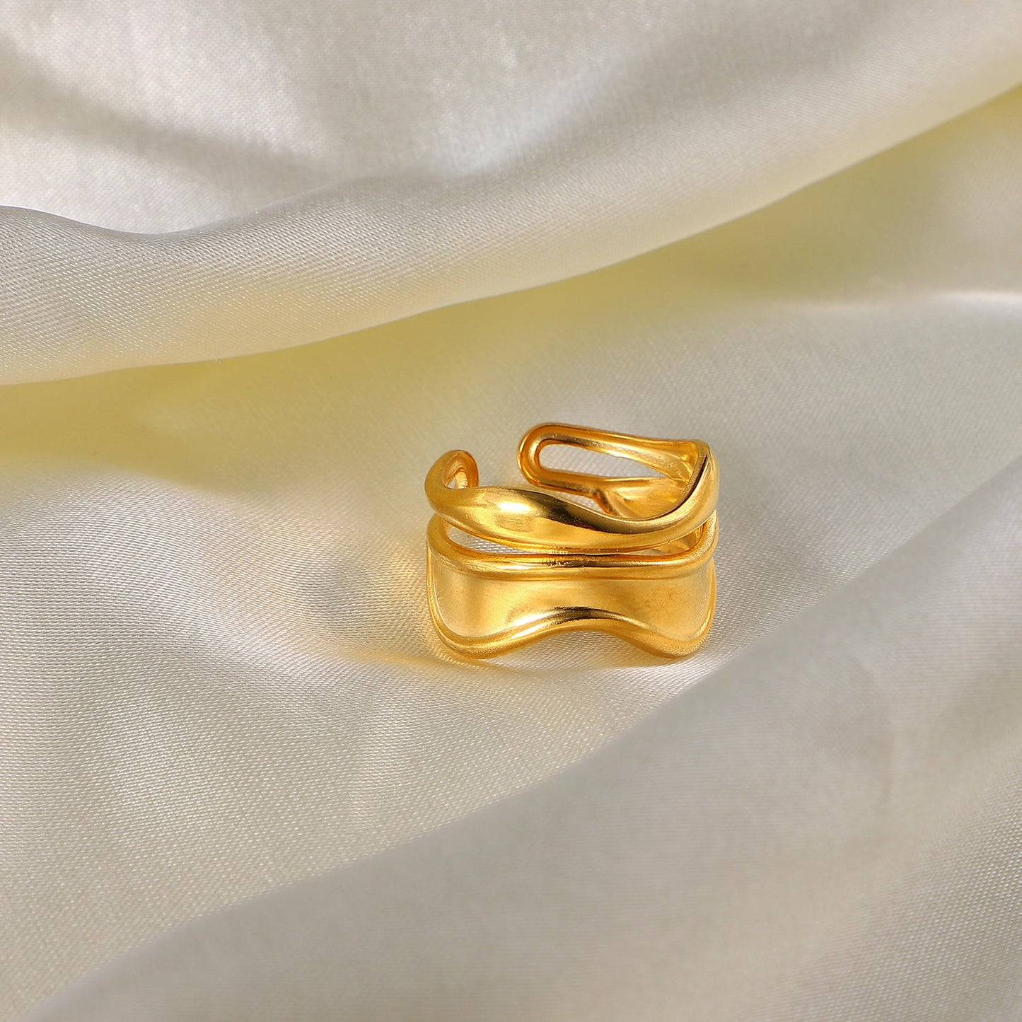 Wavy Open Ring - 18K Gold Plated