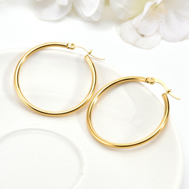 Classic Round Hoop Earrings 5cm - 18k Gold Plated