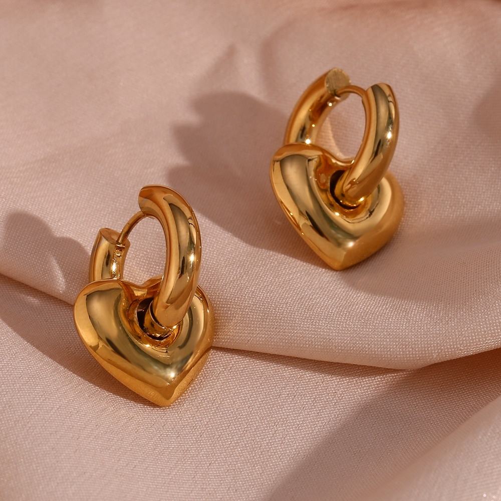 Heart Charm Hoop Earrings