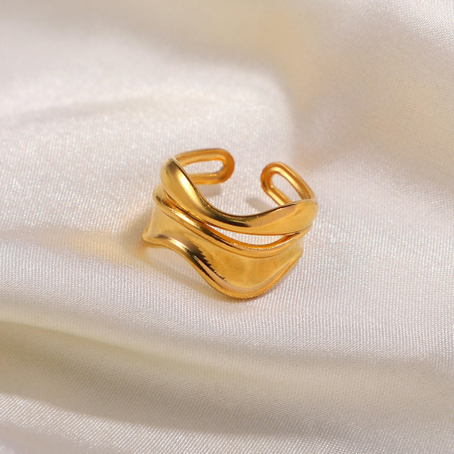 Wavy Open Ring - 18K Gold Plated