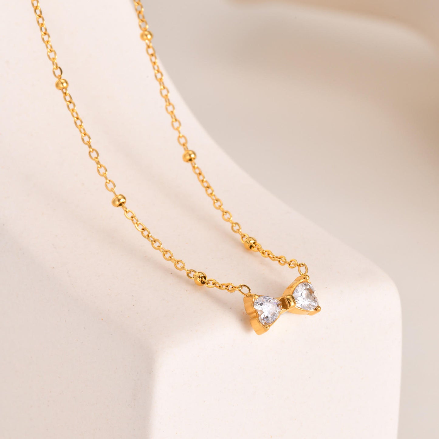 Bow CZ Pendant Necklace