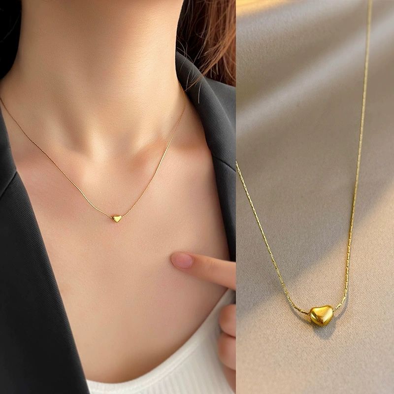 Minimal Soft Heart Necklace - 18k Gold Plated