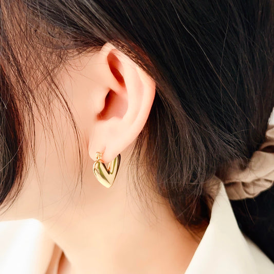 Smooth Heart Hoop Earrings