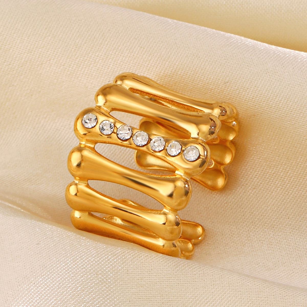 Embellished Open Band Ring – 18K Gold Plated