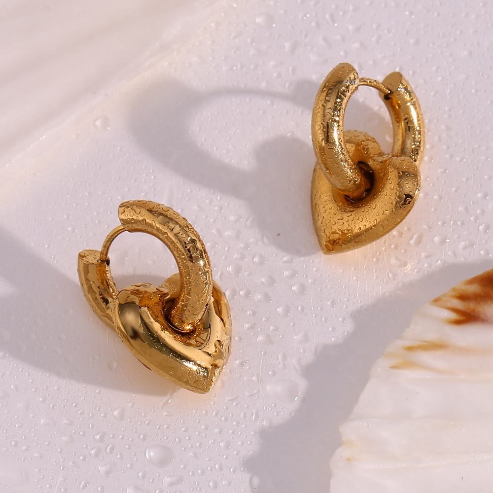 Heart Charm Hoop Earrings