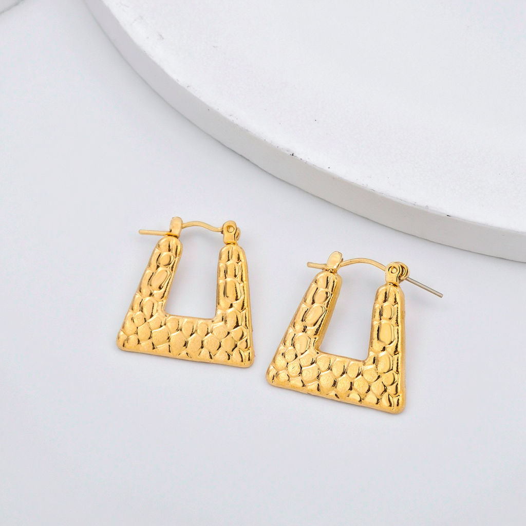 Textured Hoop Earrings - 18K Gold Plated