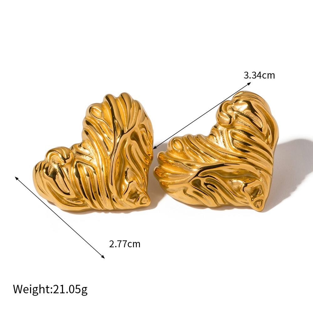 Textured Puffy Heart Stud Earrings