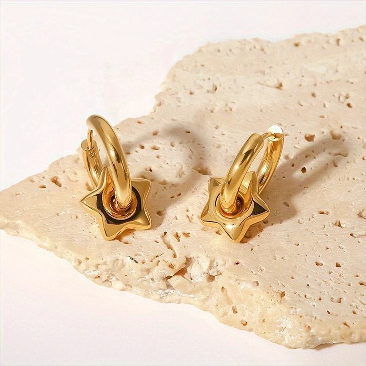 Star Charm Huggie Hoop Earrings