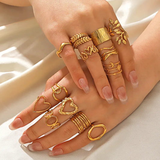 Cocktail Rings set - 18k Gold Plated