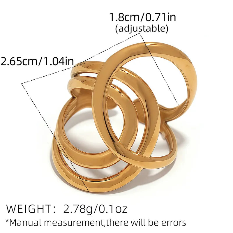 Triple Circle Statement Ring – 18K Gold Plated