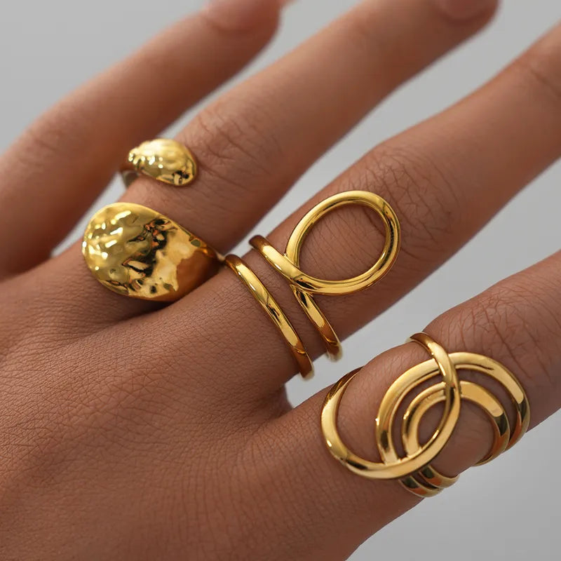Triple Circle Statement Ring – 18K Gold Plated