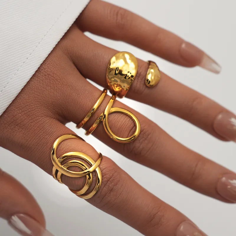 Triple Circle Statement Ring – 18K Gold Plated