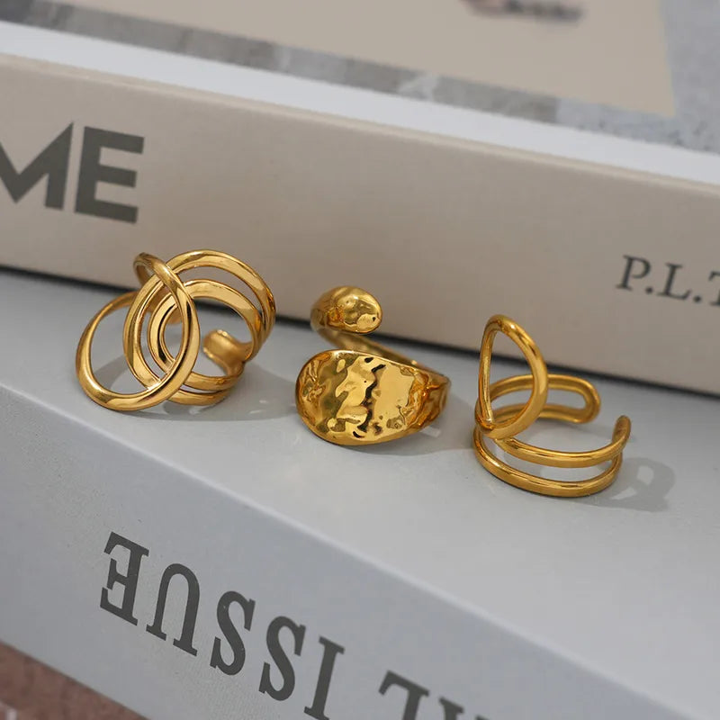 Triple Circle Statement Ring – 18K Gold Plated