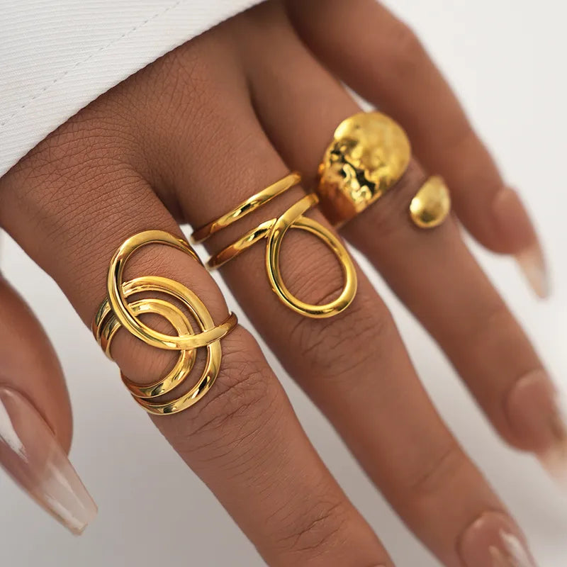 Triple Circle Statement Ring – 18K Gold Plated