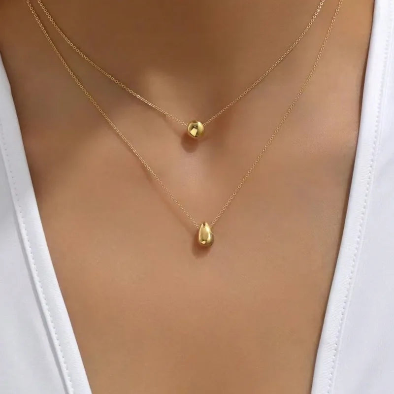 Minimal Drops Necklace - 18k Gold Plated