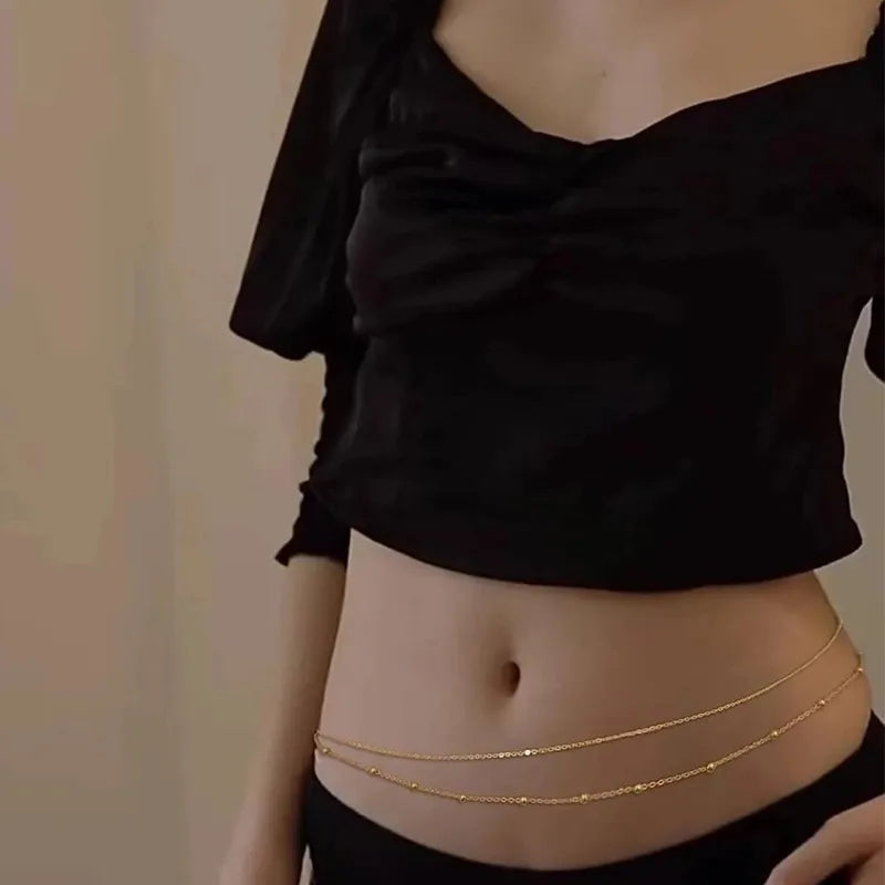 Round Bead Chain Double-layer Waist Chain