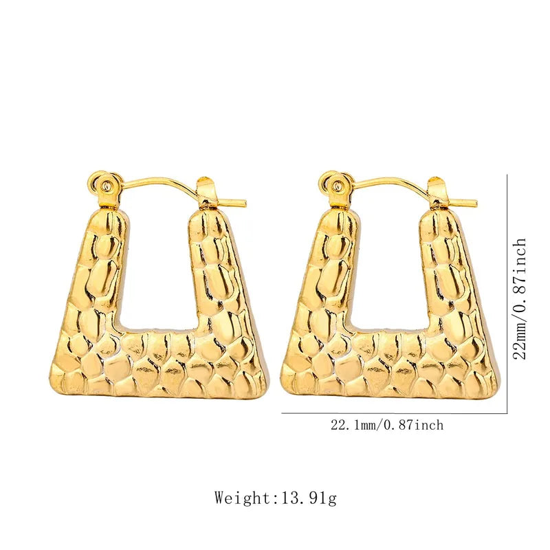 Textured Hoop Earrings - 18K Gold Plated