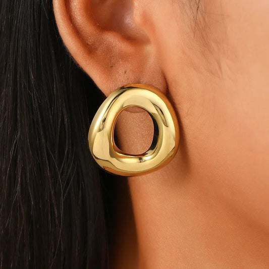 Bubble Round Studs Earrings - 18k Gold Plated