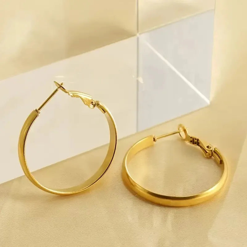 Classic Round Hoop Earrings 4cm - 18k Gold Plated