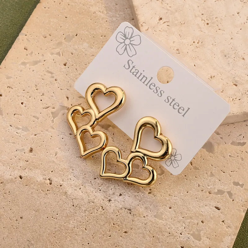 Triple Hearts Earrings - 18k Gold Plated