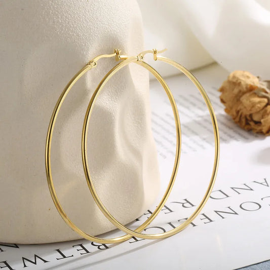 Classic Hoop Earrings 7cm - 18K Gold Plated