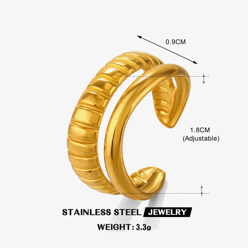 Double Band Ring - 18k Gold Plated