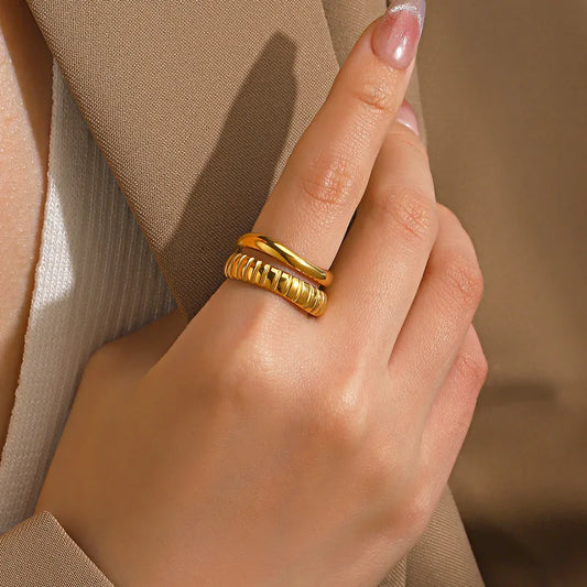 Double Band Ring - 18k Gold Plated