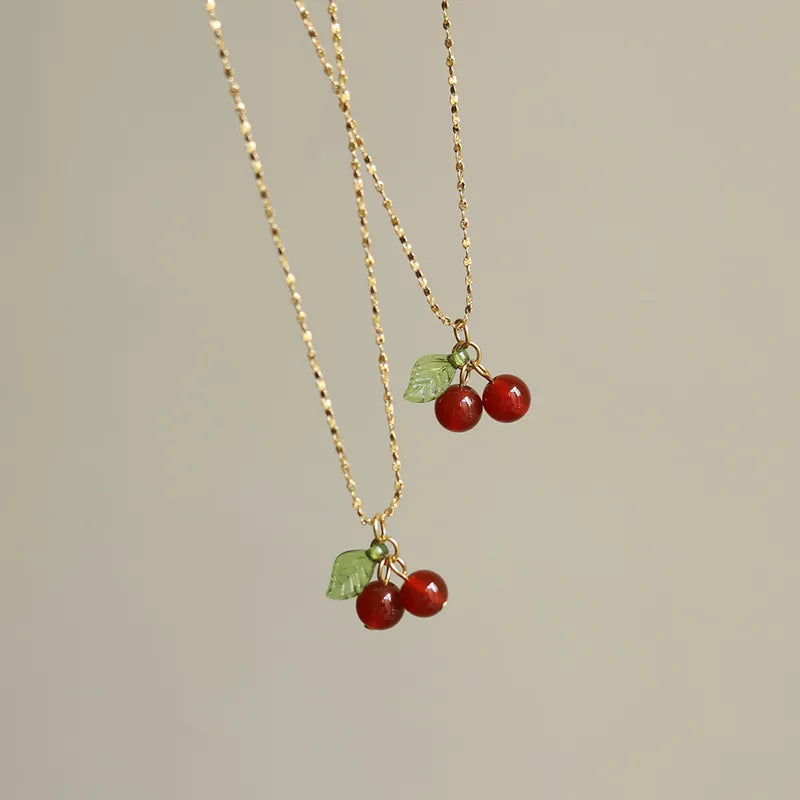 Classic Cherry Necklace  - 18k Gold Plated