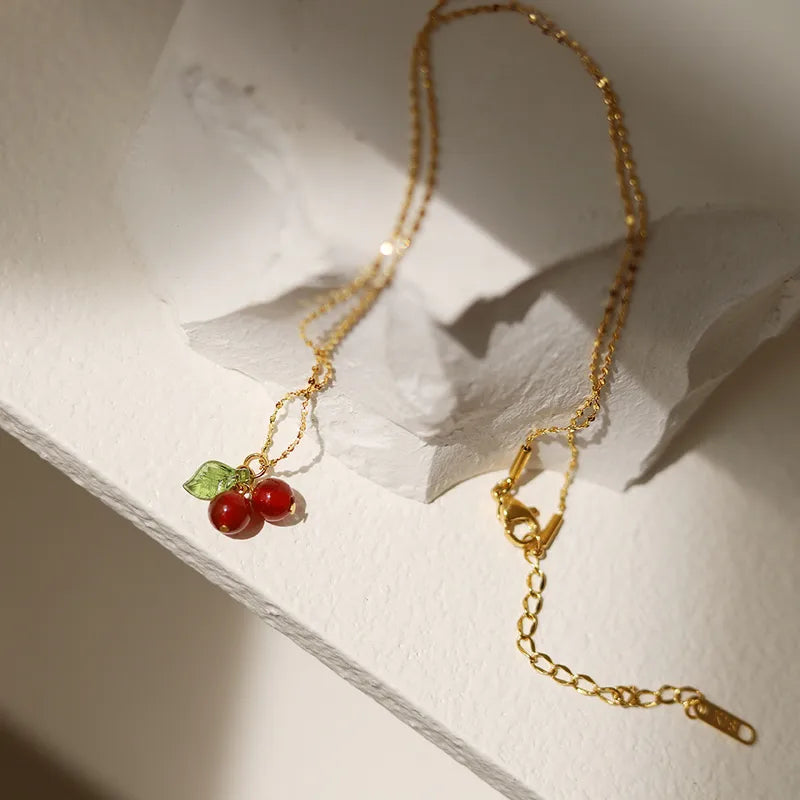 Classic Cherry Necklace  - 18k Gold Plated